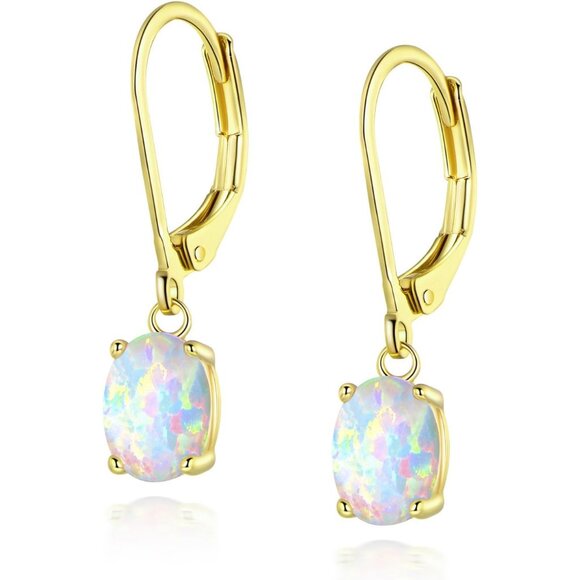 Jewelry - Leverback Dangle Earrings for Women,Created Opal/Amethyst/Topaz Gemstone Drop Ea